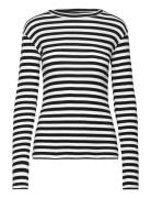 2X2 Cotton Stripe Tuba Tee Ls Tops T-shirts & Tops Long-sleeved Black ...