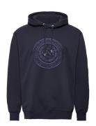 D2. Monogram Sweat Hoodie Tops Sweat-shirts & Hoodies Hoodies Navy GAN...