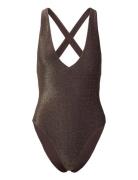 Swimsuit Ciara Lurex Uimapuku Uima-asut Brown Lindex