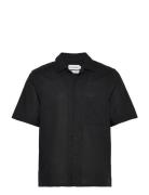 Linen Cotton Cuban S/S Shirt Tops Shirts Short-sleeved Black Calvin Kl...