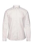 Striped Superflex Oxford L/S Tops Shirts Casual Beige Lindbergh