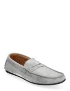 Slhsergio Suede Penny Driving Shoe B Loaferit Matalat Kengät Grey Sele...