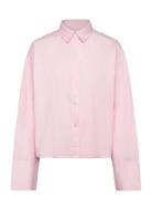 2Nd Clara - Fine Crispy Poplin Tops Shirts Long-sleeved Pink 2NDDAY