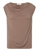 Viscose T-Shirt Tops T-shirts & Tops Sleeveless Brown Rosemunde