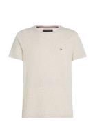 Stretch Slim Fit Tee Tops T-shirts Short-sleeved Beige Tommy Hilfiger