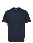 Slhcolman Ss O-Neck Tee Noos Tops T-shirts Short-sleeved Navy Selected...