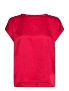 Viellette S/S Satin Top - Noos Tops T-shirts & Tops Short-sleeved Red ...