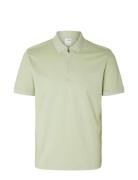 Slhfave Zip Ss Polo Noos Tops Polos Short-sleeved Green Selected Homme