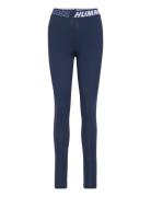 Hmlte Maja Mid Waist Cotton Tights Sport Running-training Tights Blue ...