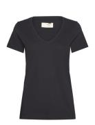 Arden Organic V-Ss Tee Tops T-shirts & Tops Short-sleeved Black MOS MO...