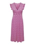 Onlmay Life S/L Wrap Midi Dress Jrs Noos Polvipituinen Mekko Pink ONLY