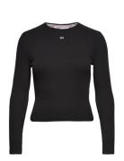 Tjw Bby Essential Rib Ls Tops T-shirts & Tops Long-sleeved Black Tommy...