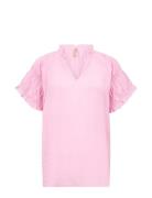 Sc-Calypso Tops Blouses Short-sleeved Pink Soyaconcept