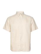 Kris Linen Ss Shirt Tops Shirts Short-sleeved Cream Les Deux