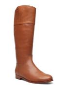 Justine Burnished Leather Riding Boot Korkeavartiset Saapikkaat Brown ...