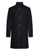 Wool Blend Funnel Neck Coat Villakangastakki Pitkä Takki Navy Calvin K...