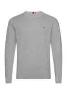 Chain Ridge Structure C Neck Tops Knitwear Round Necks Grey Tommy Hilf...