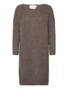 Kala Knit Dress Polvipituinen Mekko Brown Noella