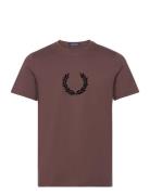 Flocked Laurel Wreath Tee Tops T-shirts Short-sleeved Brown Fred Perry