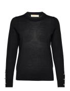 Merino Button Slv Ls Swtr Tops Knitwear Jumpers Black Michael Kors