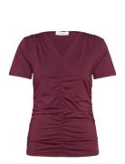 T-Shirt Tops T-shirts & Tops Short-sleeved Burgundy Rosemunde