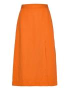 Rel Midi Linen Blend Skirt Polvipituinen Hame Orange GANT