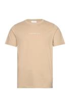 Lindbergh Print Tee S/S Tops T-shirts Short-sleeved Beige Lindbergh