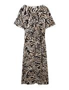 Printed Wrap Dress Polvipituinen Mekko Black Tom Tailor