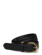 Charm Crosshatch Leather Belt Vyö Black Lauren Ralph Lauren