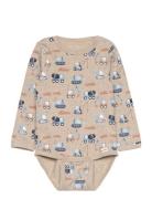 Body Ls Aop Bodies Long-sleeved Beige Minymo