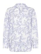 Floral Embroidered Shirt Tops Shirts Long-sleeved Blue Mango