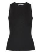 Ribbed Knit Top Tops T-shirts & Tops Sleeveless Black Mango