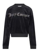 Diamante Velour Crew Tops Sweat-shirts & Hoodies Sweat-shirts Black Ju...