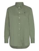 Over Fit Cotton Twill Shirt Tops Shirts Long-sleeved Khaki Green Polo ...