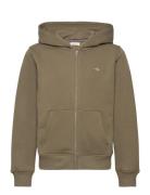 Shield Zip Hoodie Tops Sweat-shirts & Hoodies Hoodies Khaki Green GANT