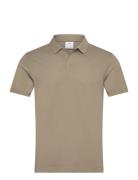 Slim-Fit Cotton-Piqué Polo Shirt Tops Polos Short-sleeved Khaki Green ...