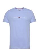 Tommy Logo Tee Tops T-shirts Short-sleeved Blue Tommy Hilfiger