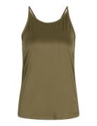 Women Sports Strap Top Sport T-shirts & Tops Sleeveless Khaki Green ZE...