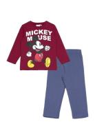 Pyjama Pyjamasetti Pyjama Burgundy Mickey Mouse