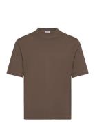 Mock Neck Cotton Tee Designers T-shirts Short-sleeved Brown Filippa K