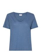 Vinova V-Neck S/S Top-Noos Tops T-shirts & Tops Short-sleeved Blue Vil...