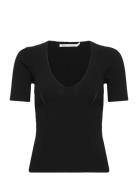 Fabia - Contour Knit Short Slv. Top Tops T-shirts & Tops Short-sleeved...