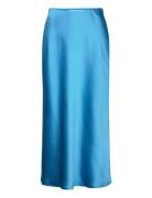 Midi Satin Skirt Polvipituinen Hame Blue Mango