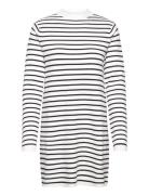 Striped Jersey Dress Lyhyt Mekko White Mango