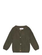 Button Knit Cardigan Tops Knitwear Cardigans Khaki Green Mango