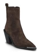 Women Boots Shoes Boots Ankle Boots Ankle Boots With Heel Brown NEWD.T...