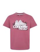 Converse Retro Sneaker Graphic Tee Tops T-shirts Short-sleeved Pink Co...