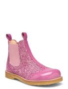 Booties - Flat - With Elastic Bootsit Nauhalliset Saapikkaat Pink ANGU...