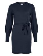 Viava L/S Belt Short Knit Dress Polvipituinen Mekko Navy Vila