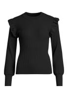 Vineira O-Neck L/S Rib Knit Top - Noos Tops Knitwear Jumpers Black Vil...